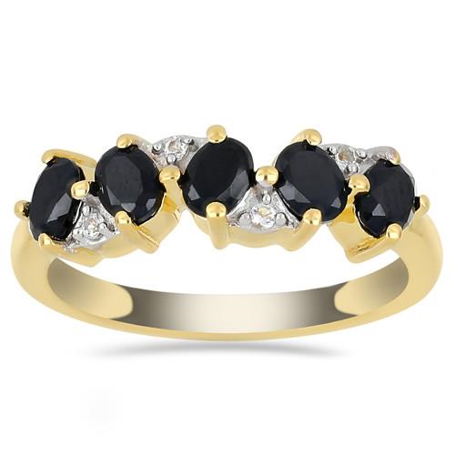 GOLD PLATED SILVER RINGS WITH 1.00 CT BLACK  #VR033318